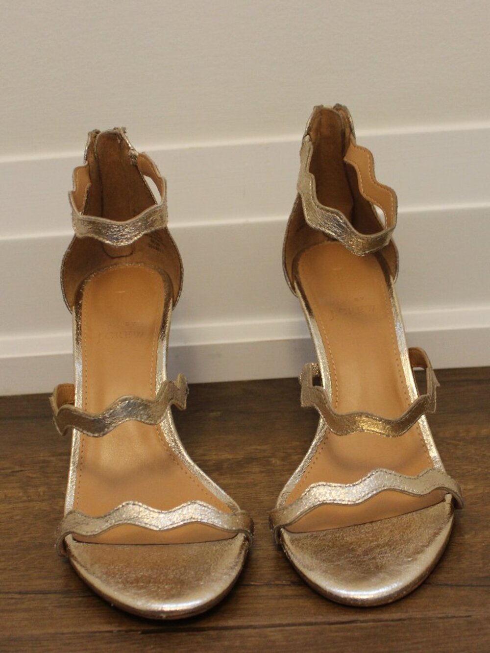 JCrew Gold Strappy Heel 7.5